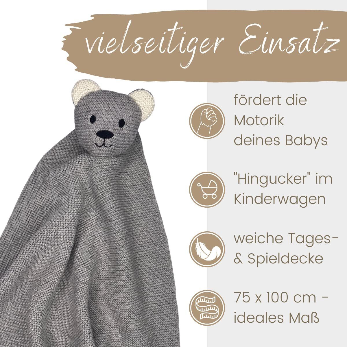 Babydecke DIKOS® Babydecke SCHMUSE-Bär Baby Geschenk Mädchen Junge Geschenkset, DIKOS, Geschenk zur Geburt, PREMIUM Qualität, 100 % BIO Baumwolle, nachhaltig