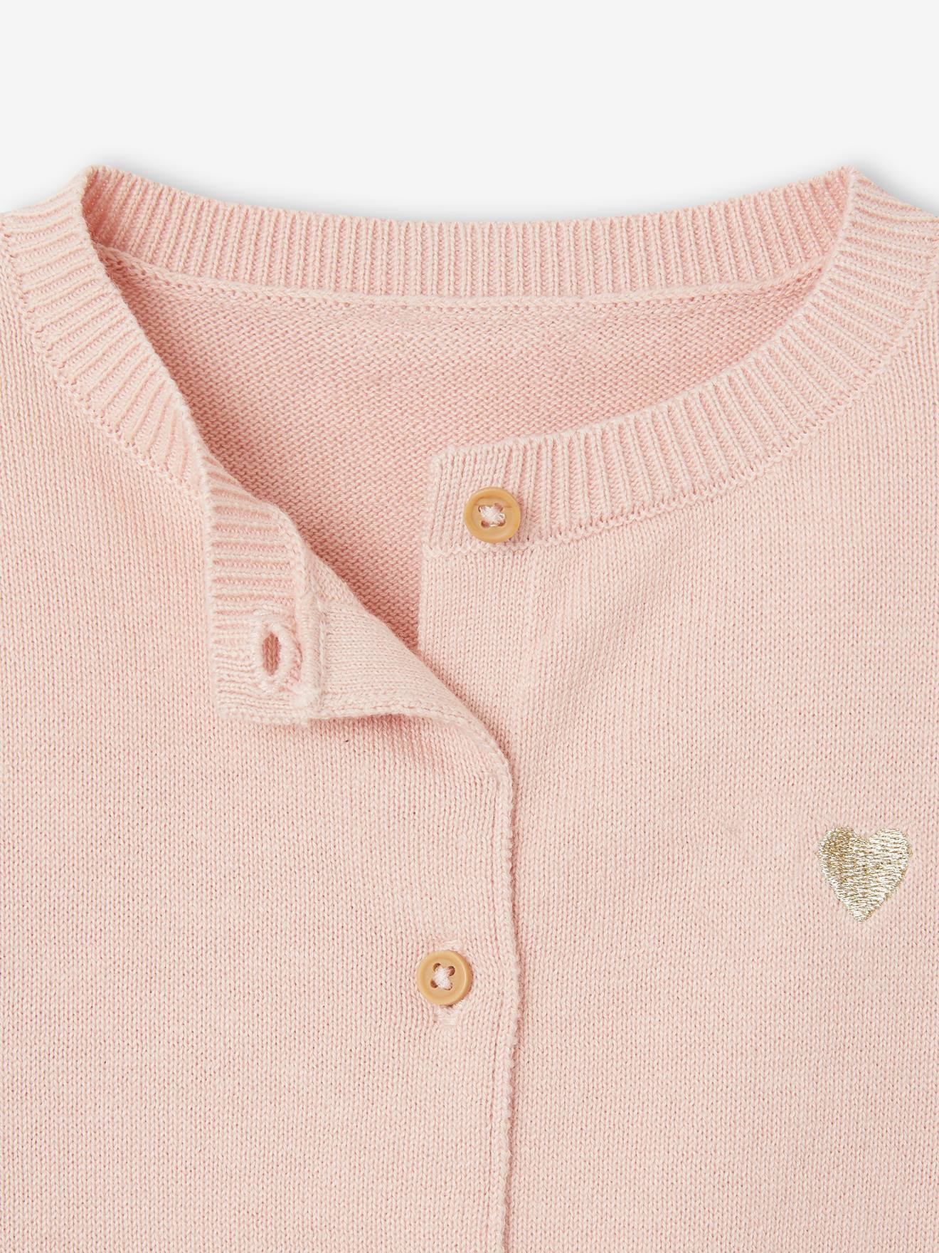 Vertbaudet Baby Cardigan mit Herzstickerei BASIC Oeko-Tex - pudrig rosa