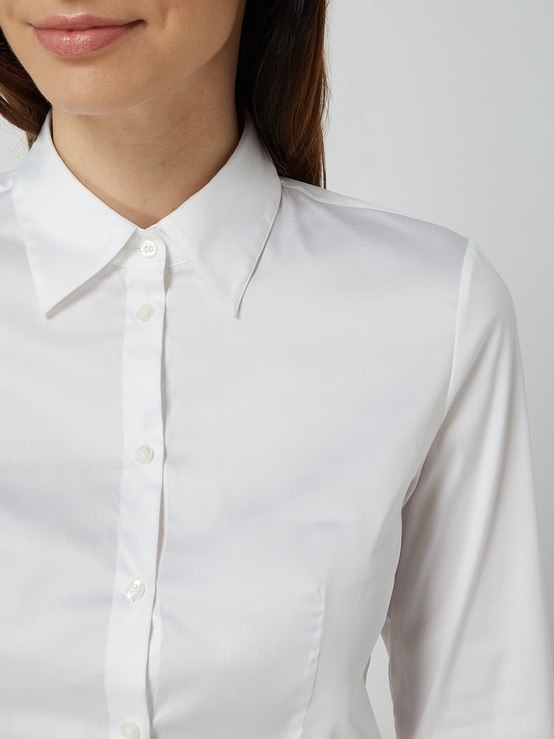 Hemdbluse mit 3-Knopf-Manschetten Modell 'The Fitted' in weiß