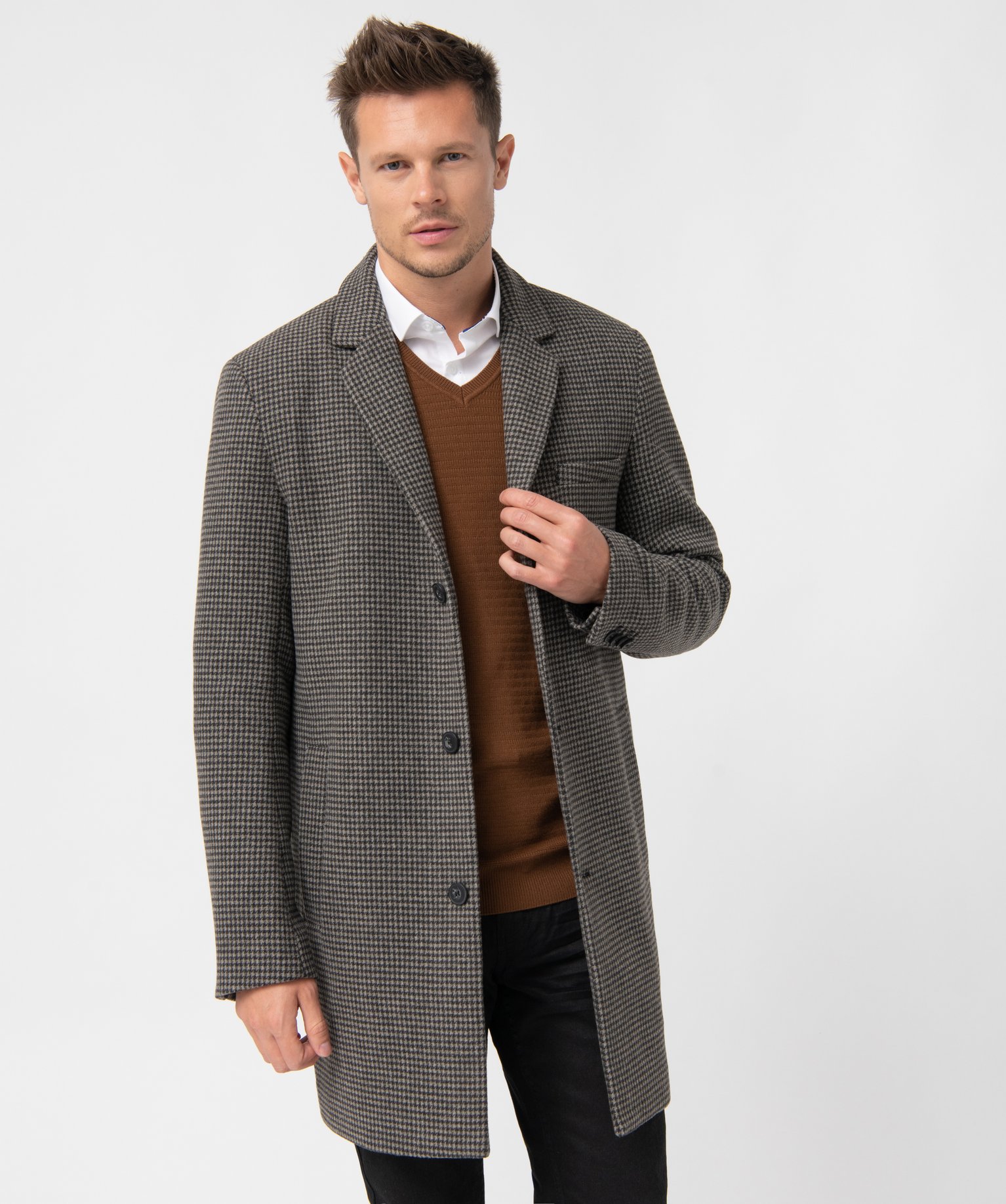 Manteau homme court fermeture 3 boutons gris | GEMO