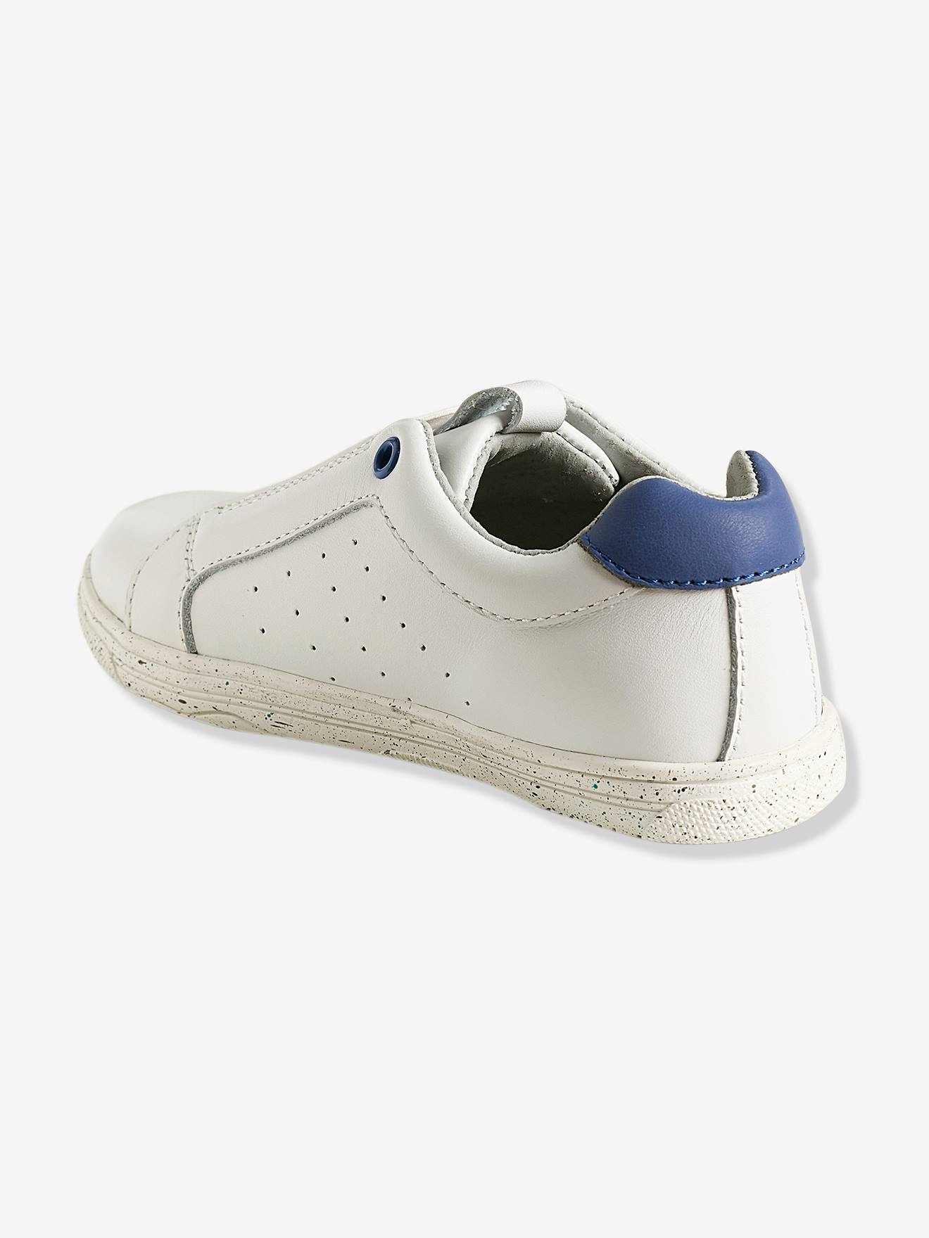 Baskets élastiquées garçon en cuir blanc