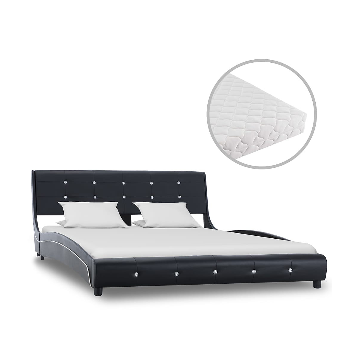 Bett mit Matratze Schwarz Kunstleder 140 x 200 cm Bett