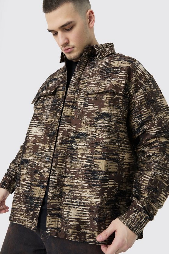 Tall strukturiertes Camouflage Overshirt