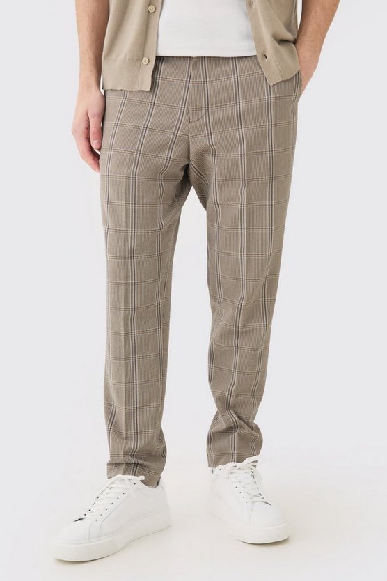 Strukturierte karierte Stretch-Hose