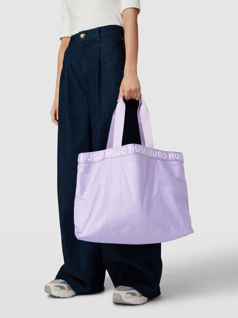 Tote Bag mit Logo-Details Modell 'Becky' in flieder