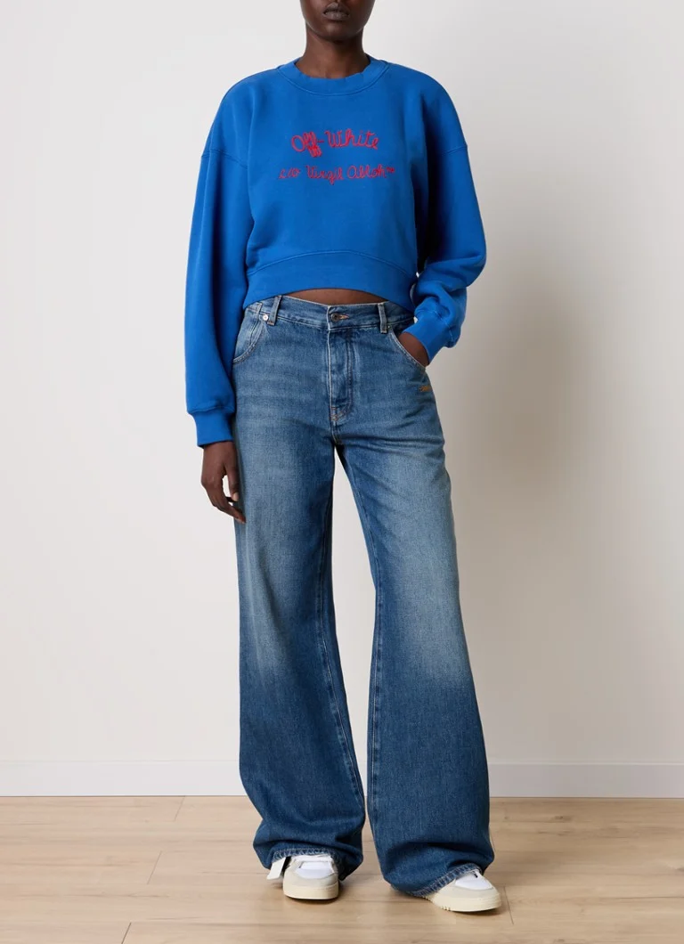 Tricou scurt Off-White cu logo brodat