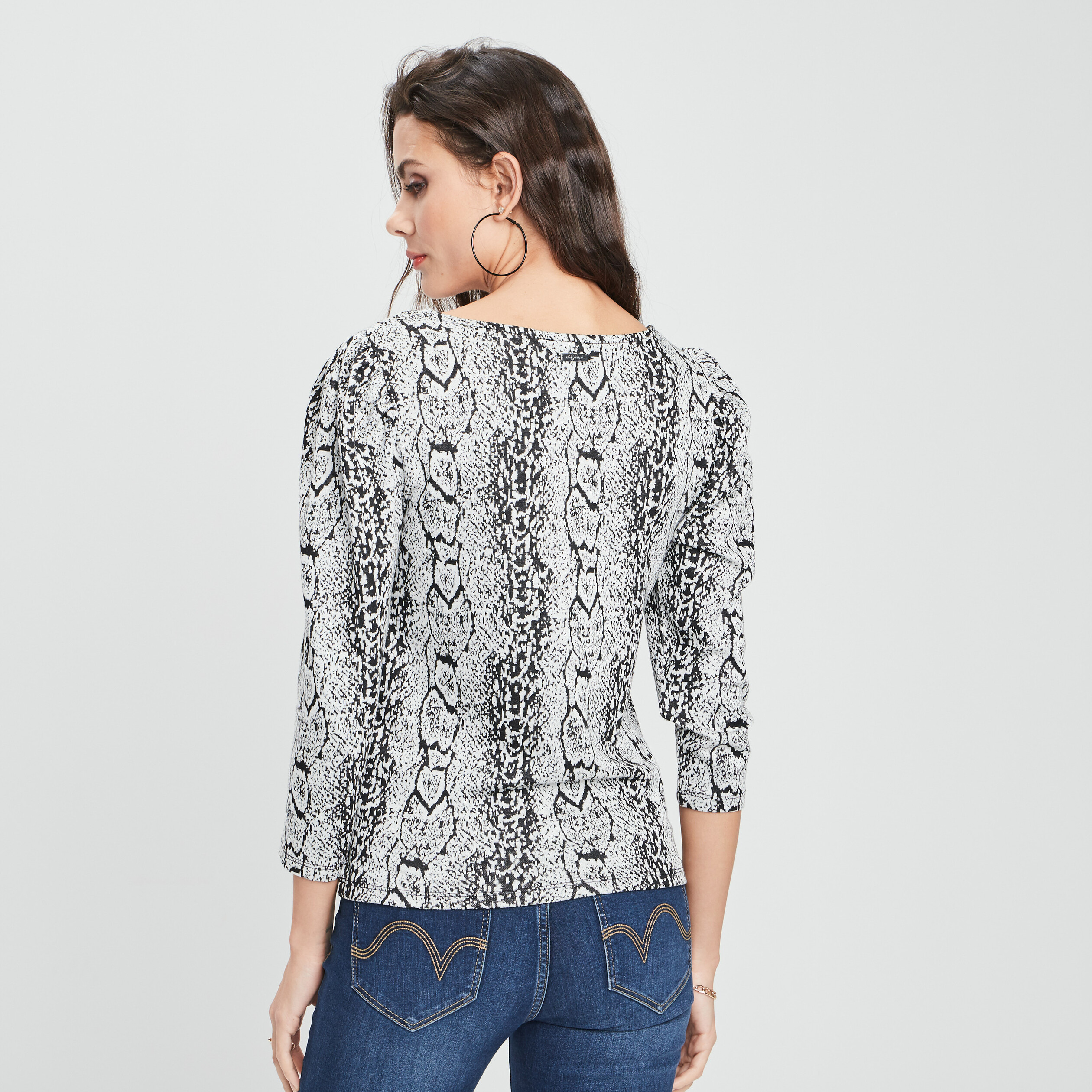 T-shirt manches bouffantes 3 4 ecru femme | La Halle
