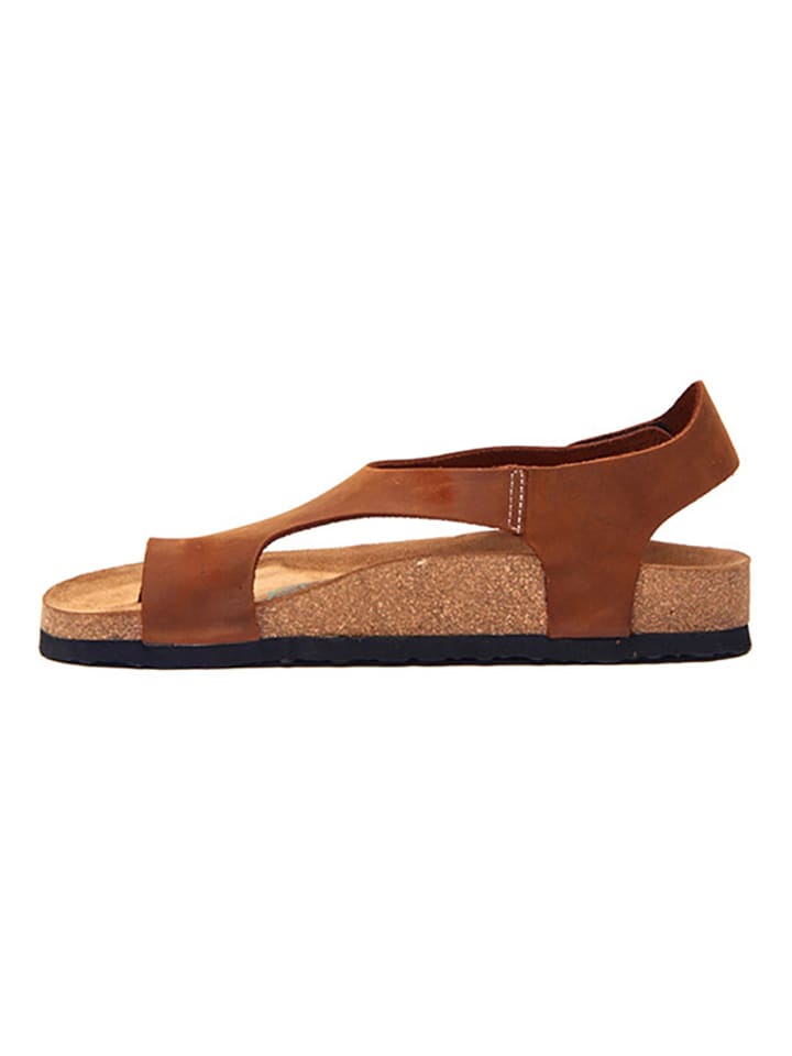 Comfortfusse Leder-Zehensandalen in Braun günstig kaufen