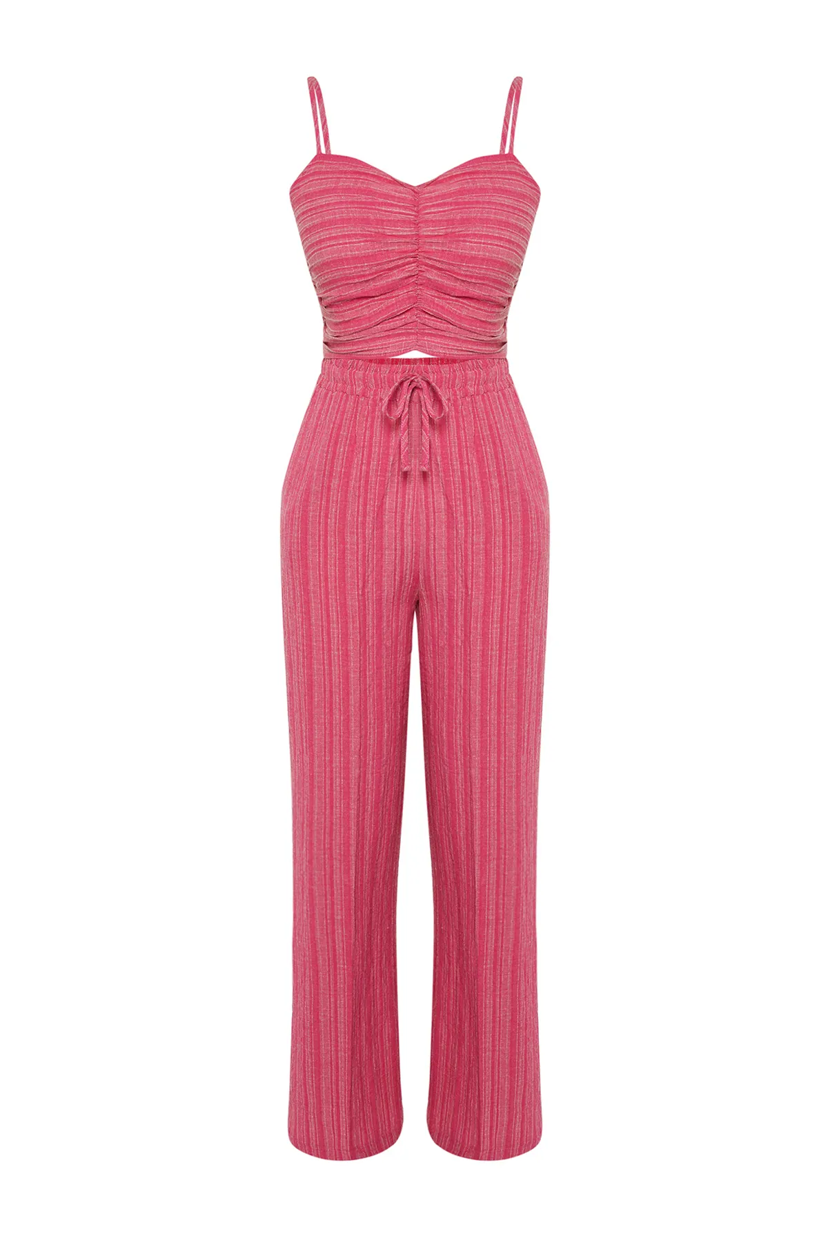 Trendyol Collection  Fuchsia gewebtes Blusen-Hosen-Set TBESS24AU00076