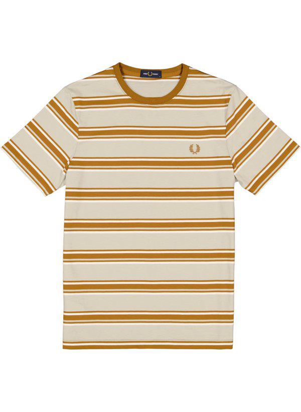 Fred Perry, T-Shirt, Baumwolle, pastellgrün-karamell gestreift