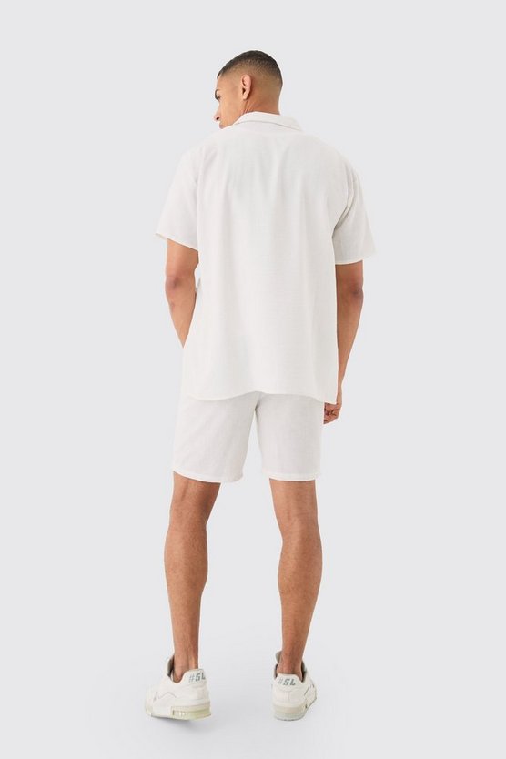 Oversize Hemd & Shorts in Leinenoptik