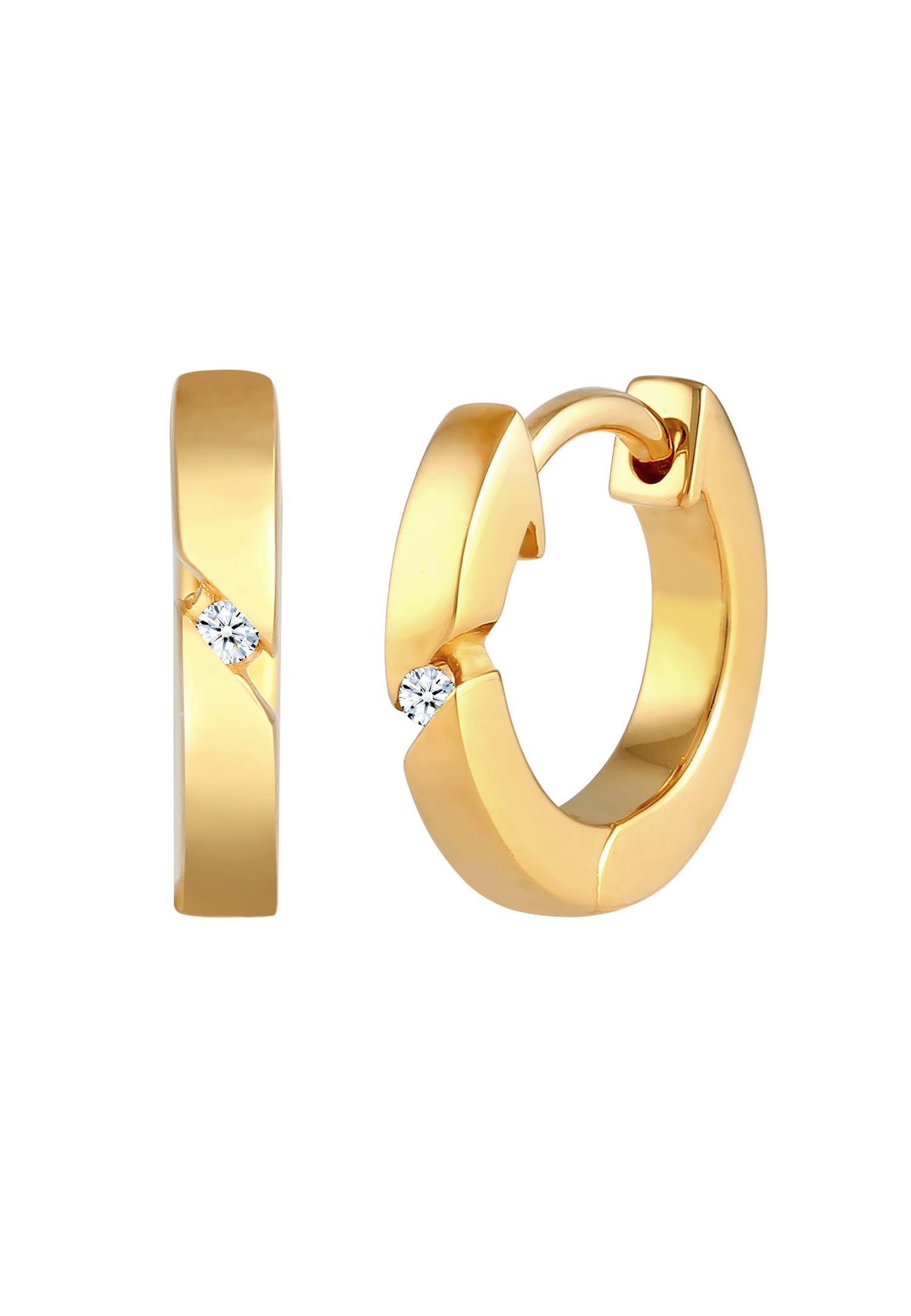Elli DIAMONDS Dame Basic Hoop Øreringe med Diamant (0,03 ct.) i 925 Sterling Sølv