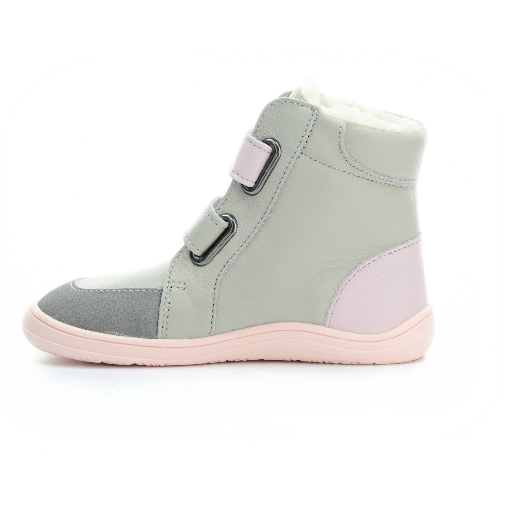Baby Bare Febo Winter Grey / Pink (mit Membran/Asfaltico) graue Barfußstiefeletten