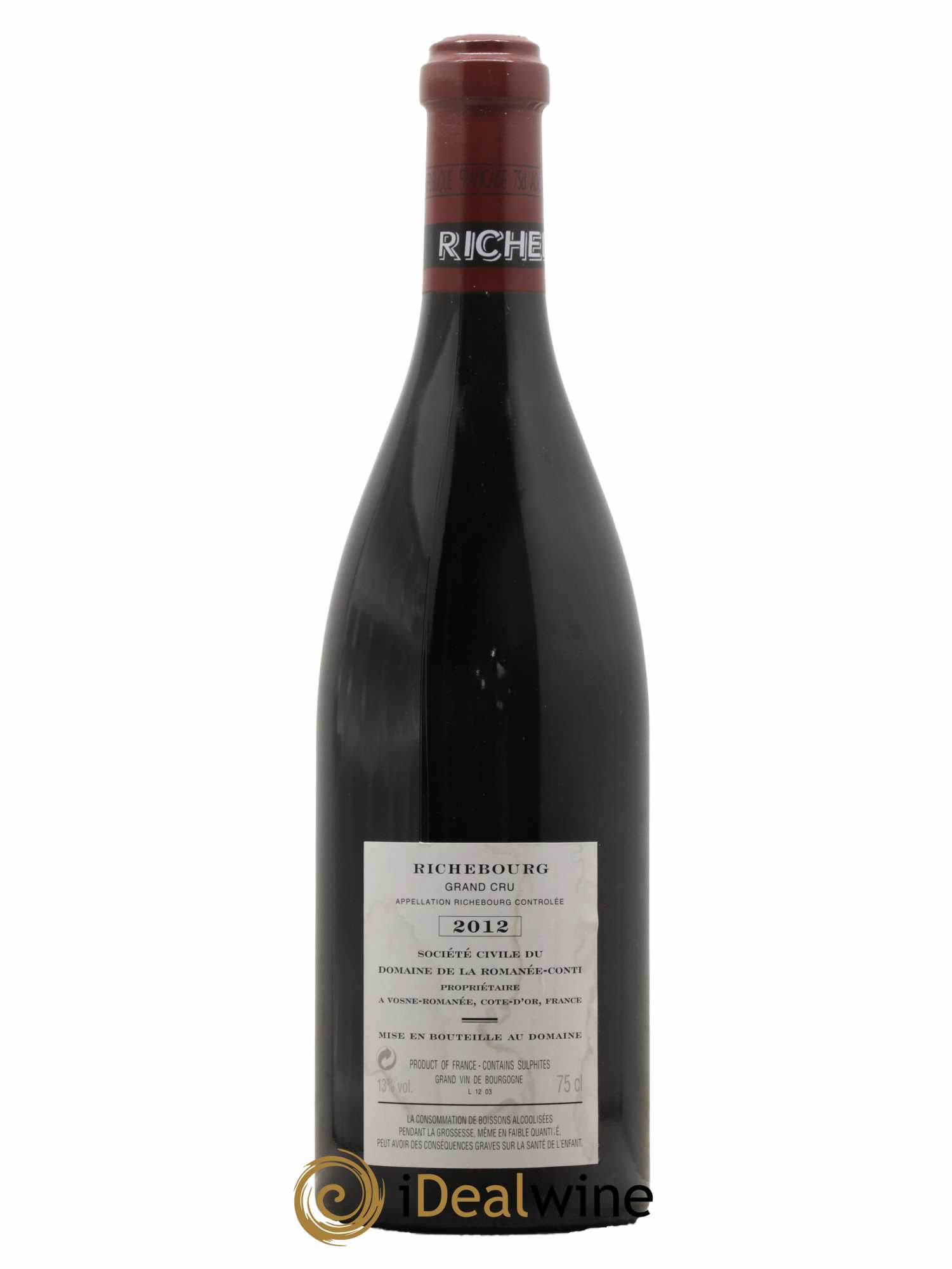 Richebourg Grand Cru Domaine de la Romanée-Conti  2012 - Lot de 1 Bouteille