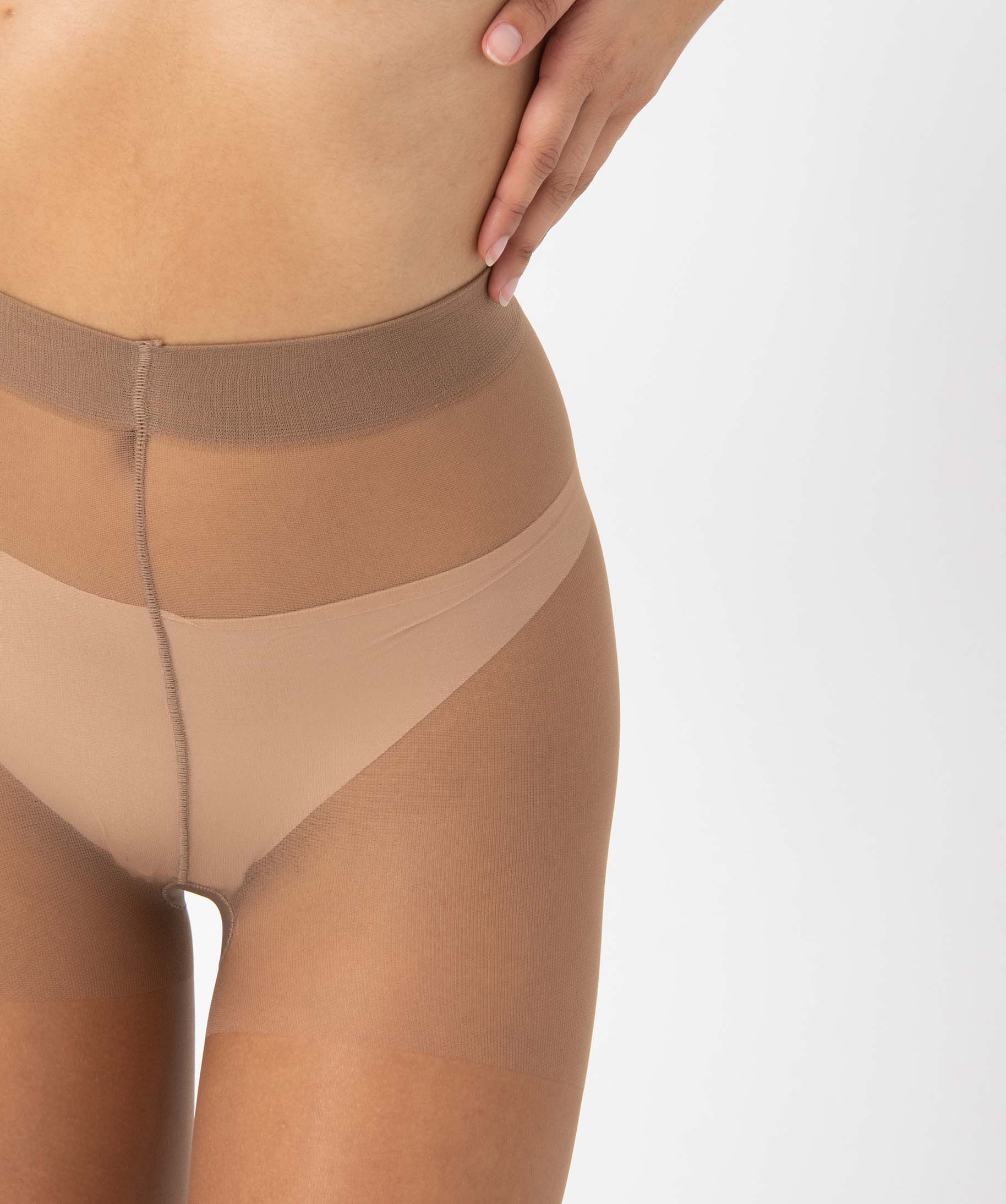 Collant femme en voile effet brillant beige | GEMO