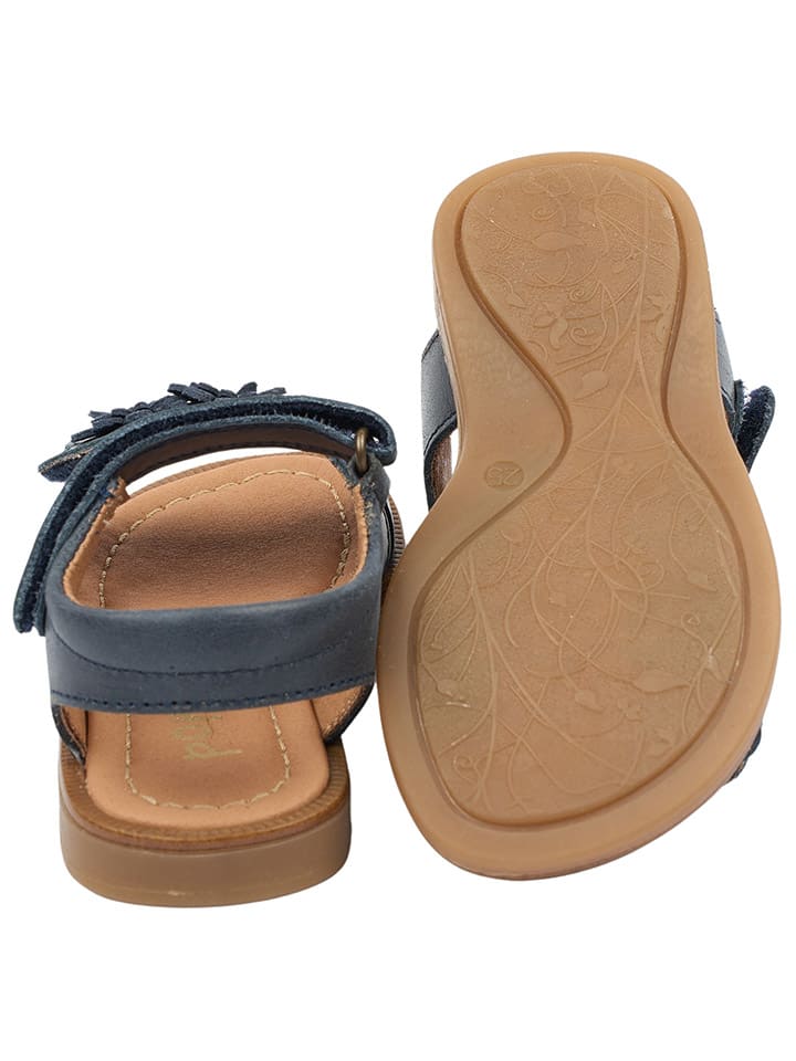 POM POM Leder-Sandalen in Dunkelblau günstig kaufen