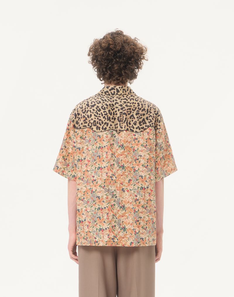 Valentino silkepoplin-bowlingskjorte med fauve-éclat-animalier- og papirblomsterprint