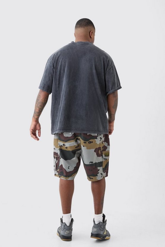 Plus Camouflage Twill Cargo-Shorts