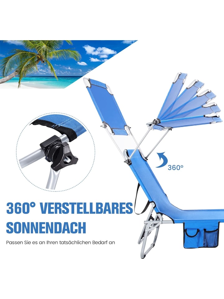 COSTWAY Sonnenliege mit Dach 193cm in Blau günstig kaufen onesize