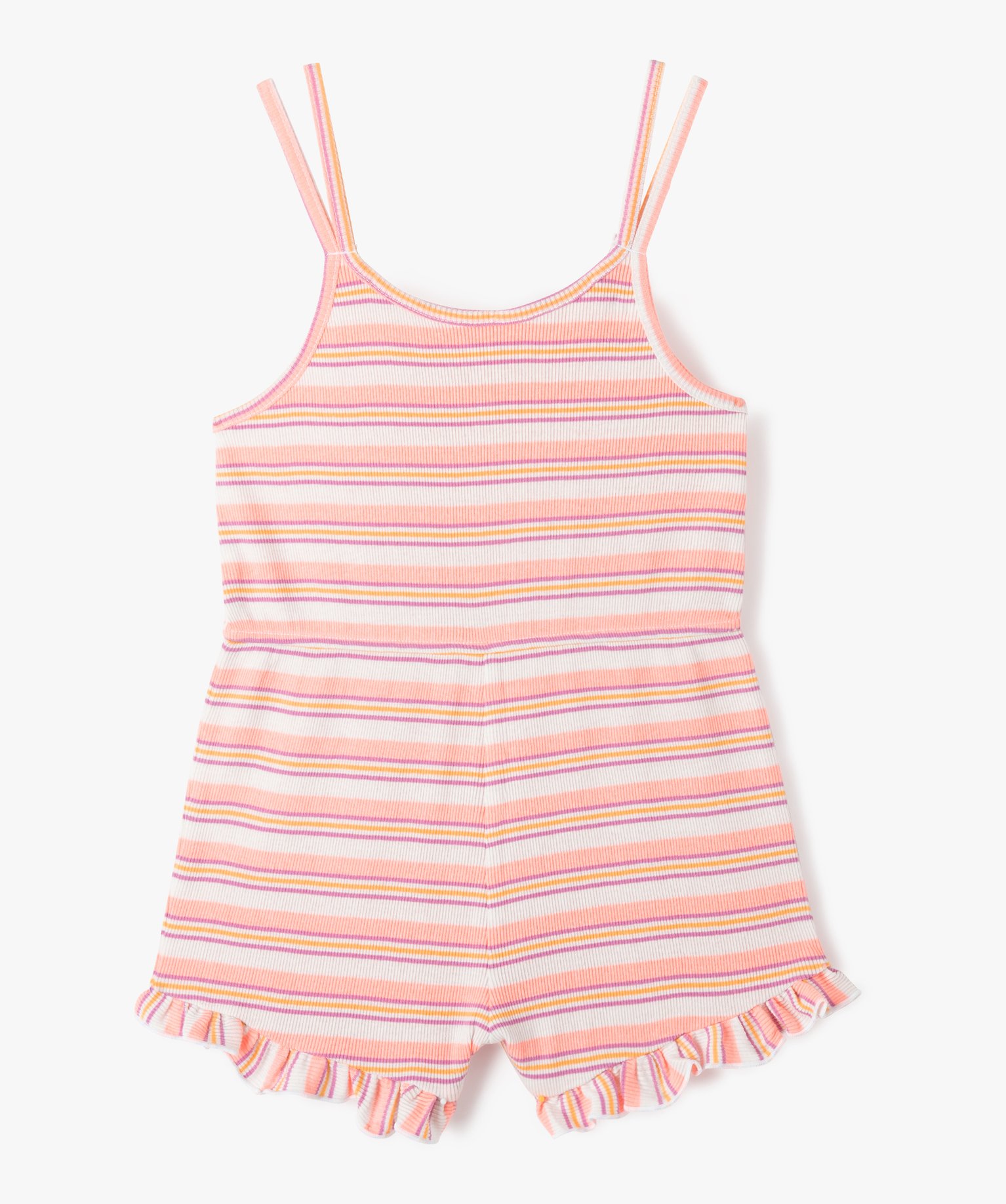 Combishort fille à rayures en maille ctelée multicolore | GEMO
