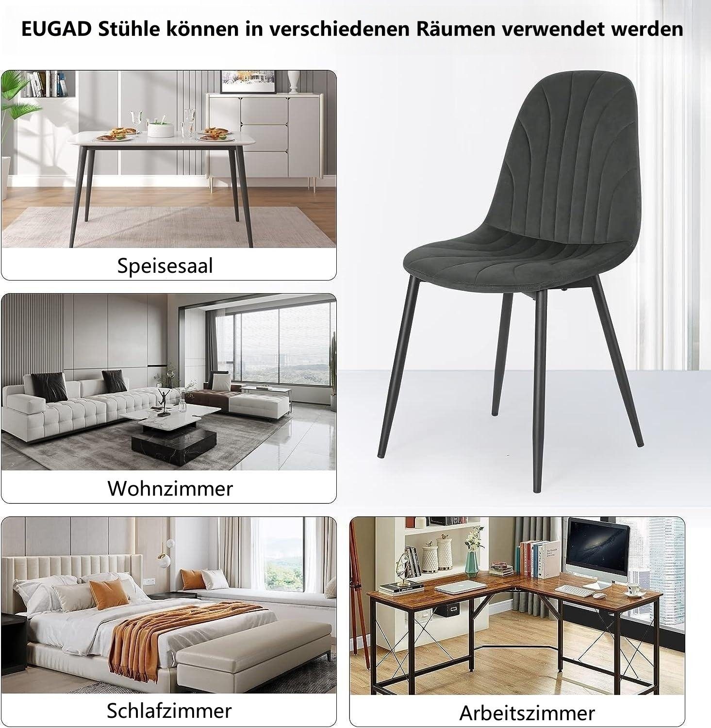 EUGAD Esszimmerstuhl (Set, 2 St), ergonomischer Polsterstuhl mit Samtbezug