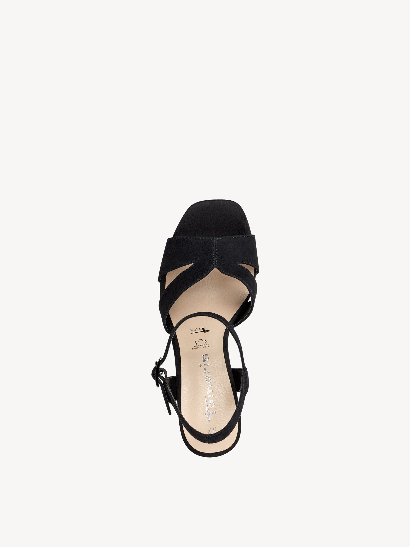 Sandale à talon en cuir - noir