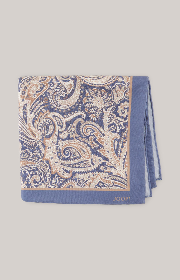 Seiden-Einstecktuch in Dunkelblau/Braun/Beige