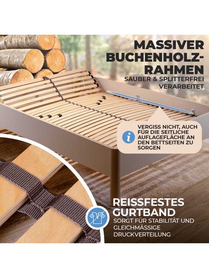 Coemo 7-Zonen Lattenrost Kopfteil verstellbar 140x200 cm in Natur günstig kaufen onesize