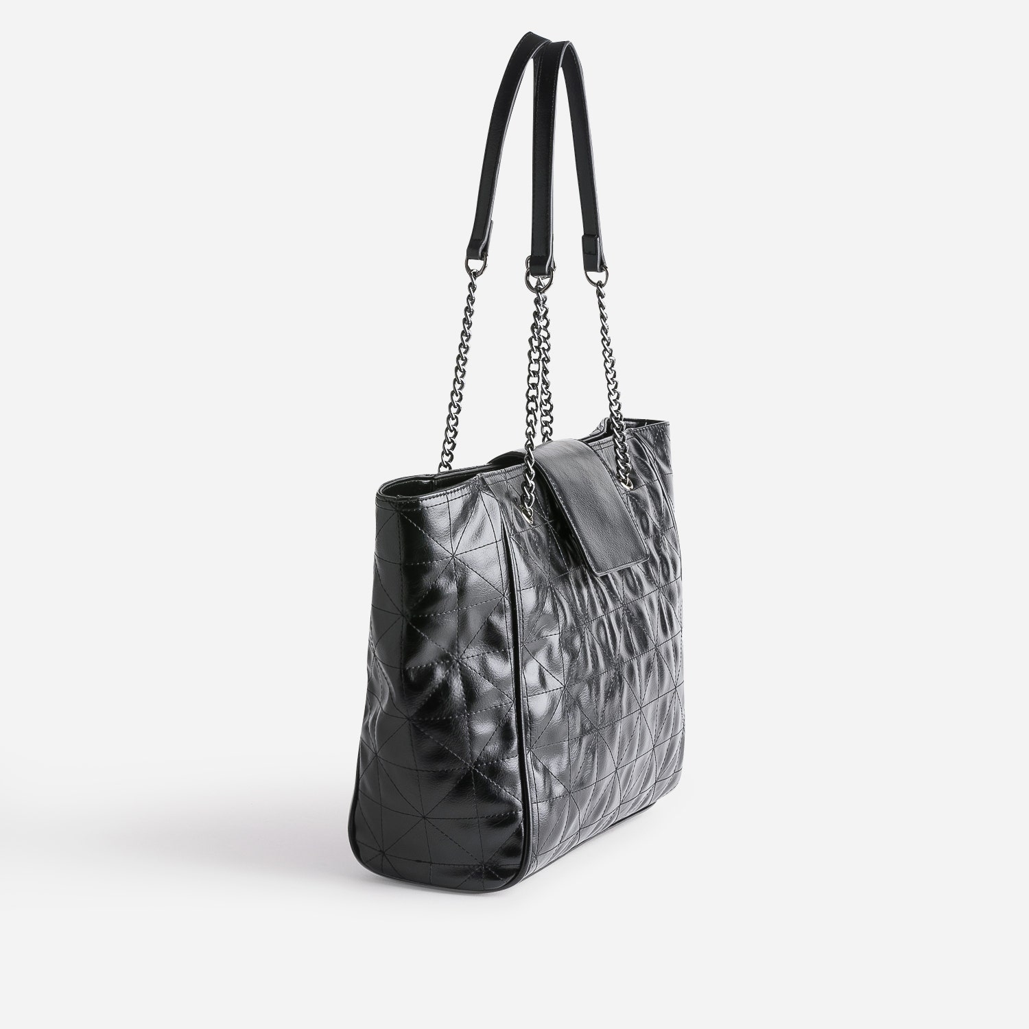 Sac cabas TEXTO noir effet matelassé