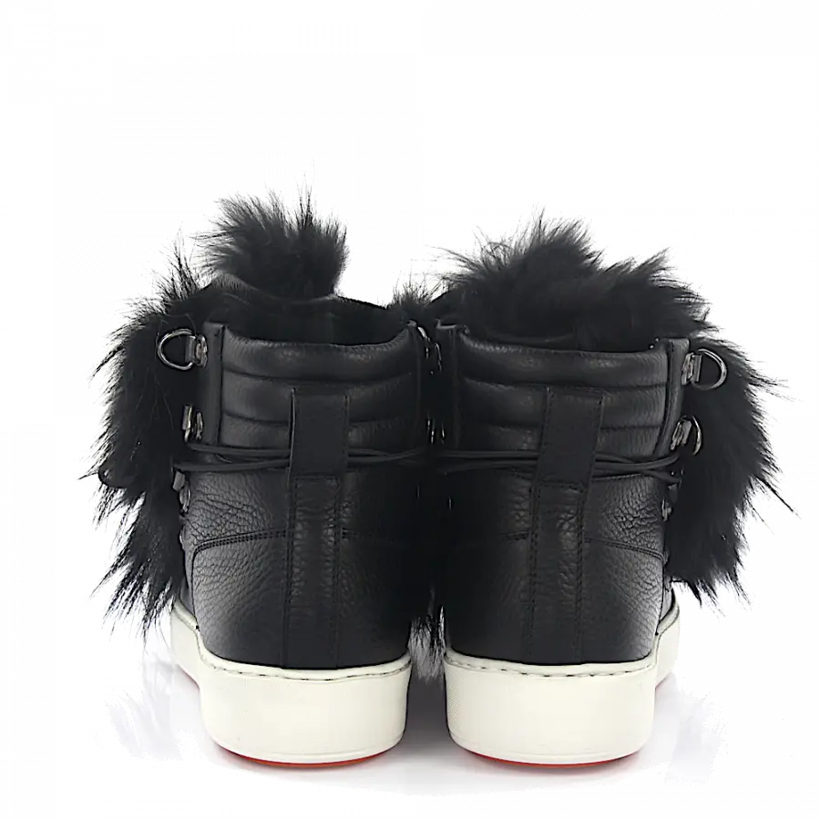 Santoni - Sneaker 60112 Leder schwarz Fell - schwarz
