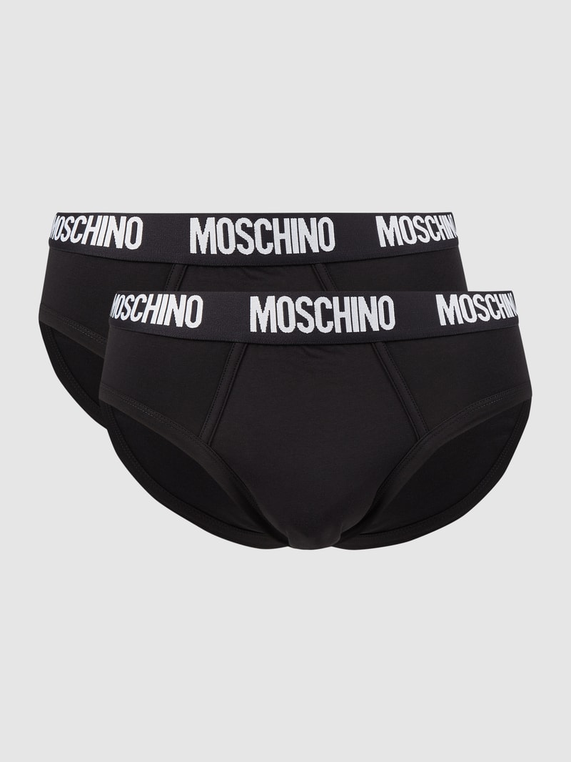 Slip mit Stretch-Anteil im 2er-Pack in schwarz