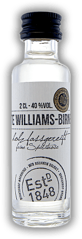 Birkenhof Alte Williamsbirne 0,02 Liter Birkenhof Alte Williamsbirne 0,02 Liter Harmonisches Destillat, in Cognacfässern gereift. 0,02	 Liter - Vol 40%