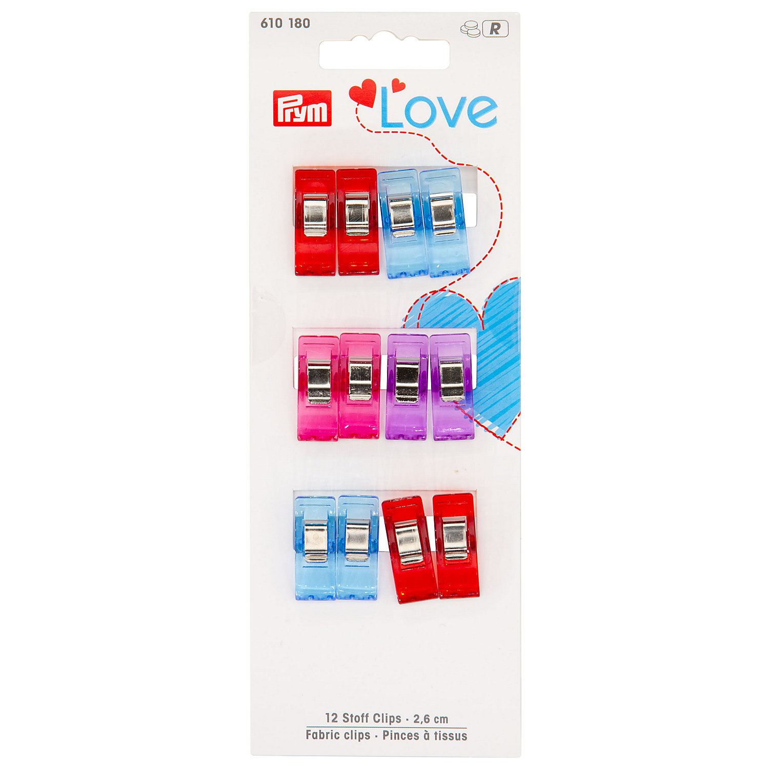 Prym Love Stoffklammern, bunt, Größe: 2,6 cm, Inhalt: 12 Stück