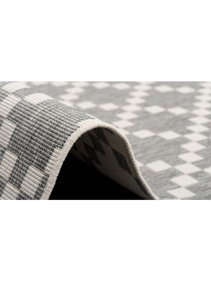 Pergamon In- und Outdoor Teppich Newport Modern Karo in Silber günstig kaufen