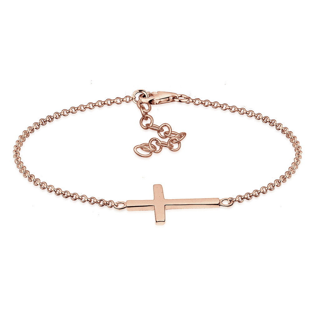 Elli Elli Bracelet Femmes Croix Foi en argent sterling 925 plaqué or rose Bracelet