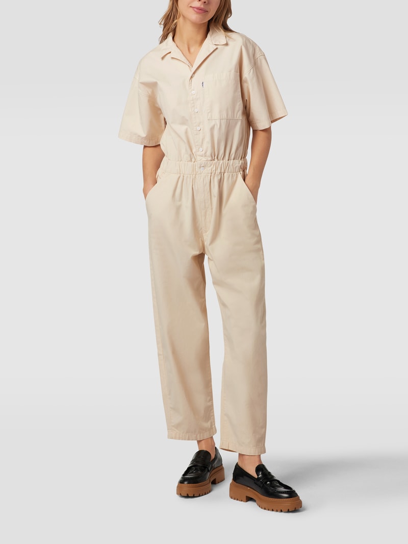 Jumpsuit mit Brusttasche und elastischer Taille in ecru