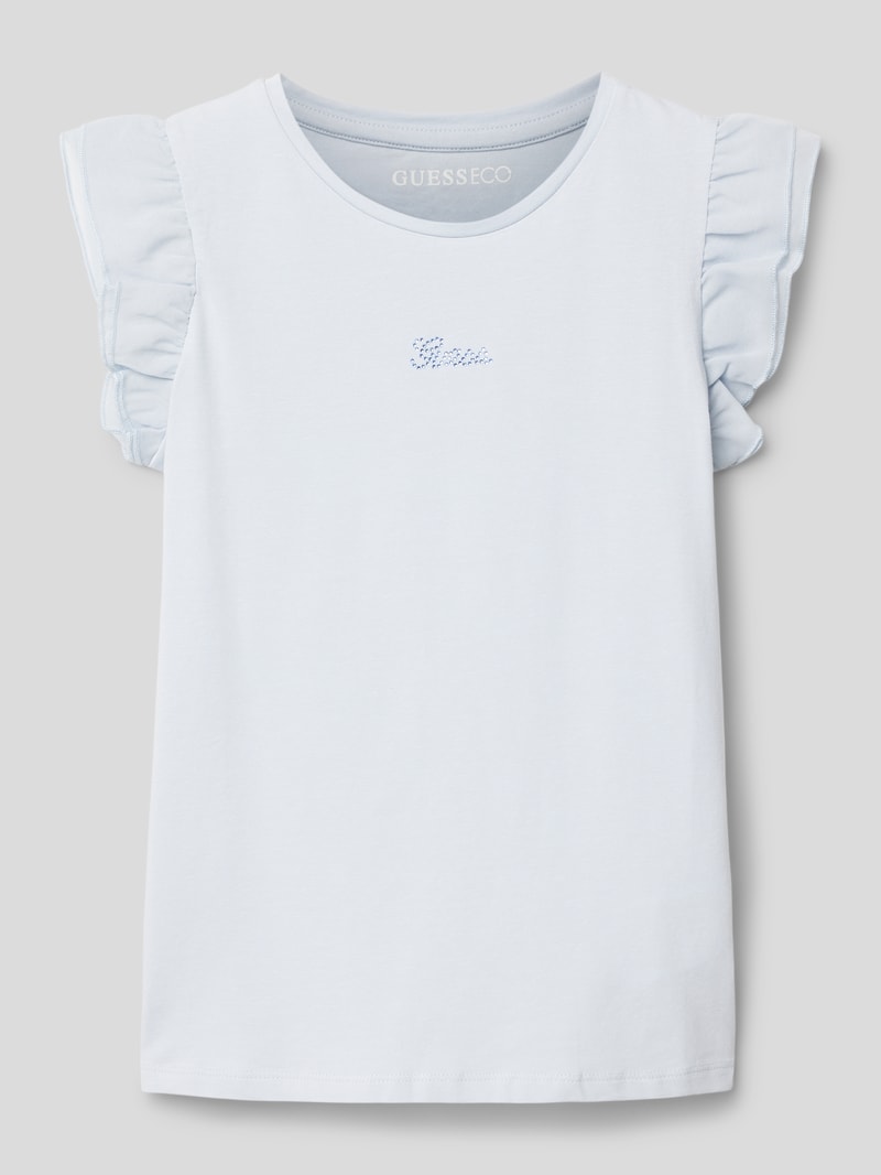 T-Shirt mit Volantärmeln in bleu