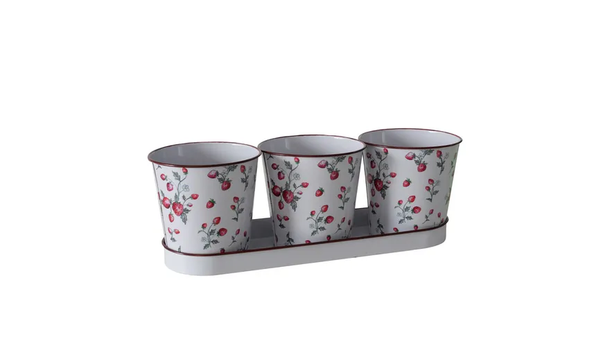 Boltze Pflanztopf Emily 4-tlg. grün, rot, weiß