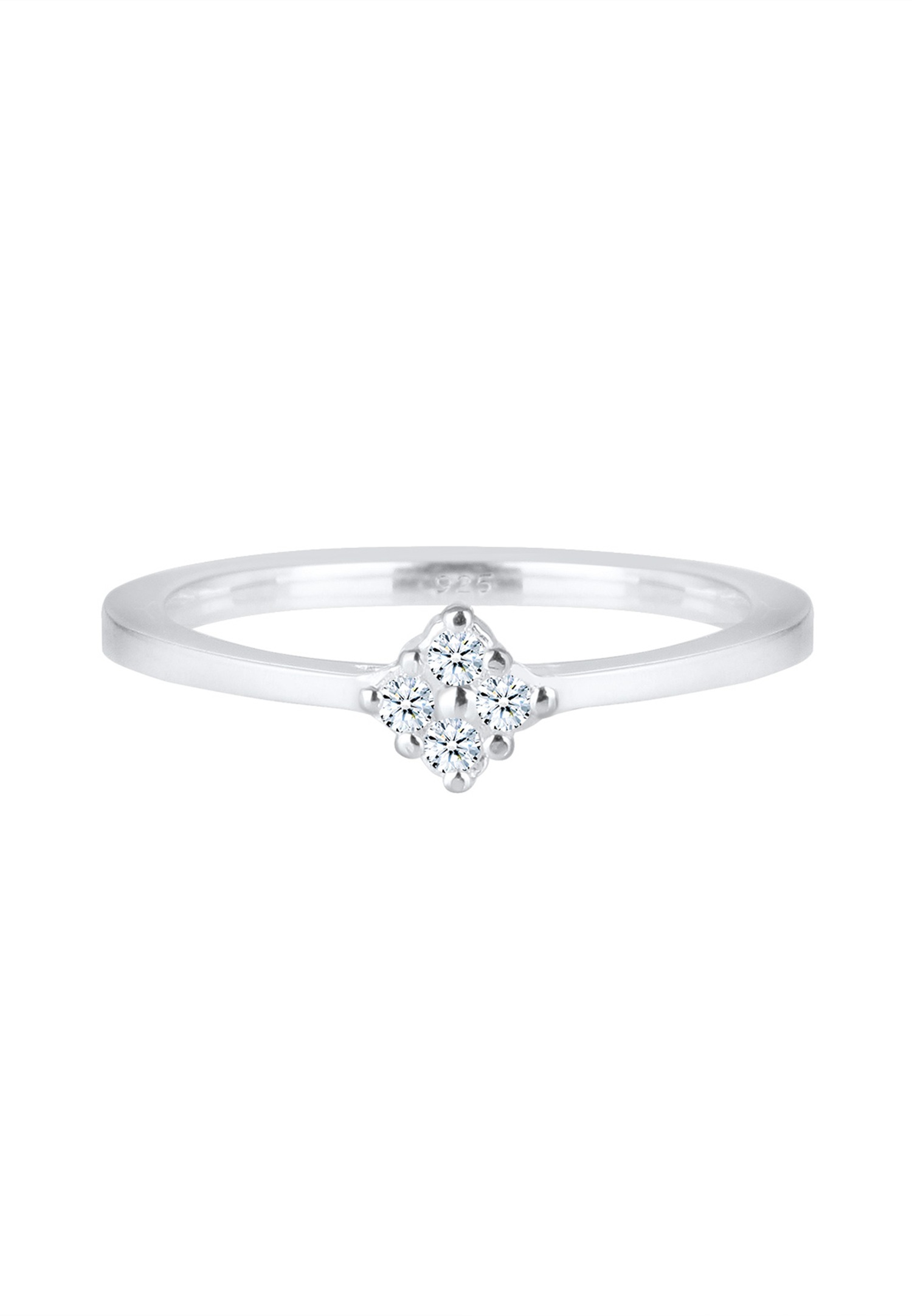 Elli DIAMONDS Klasyczny kobiecy pierścionek zaręczynowy z diamentem (0,08 ct.) w srebrze próby 925/1000, pozłacany