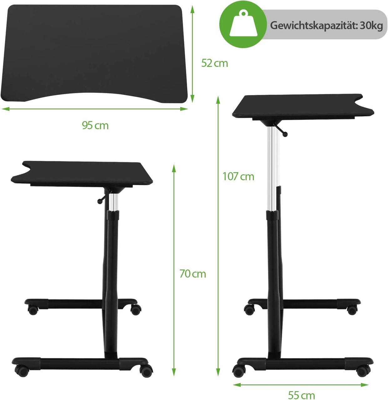 Costway COSTWAY Computertisch höhenverstellbar von 70-107cm