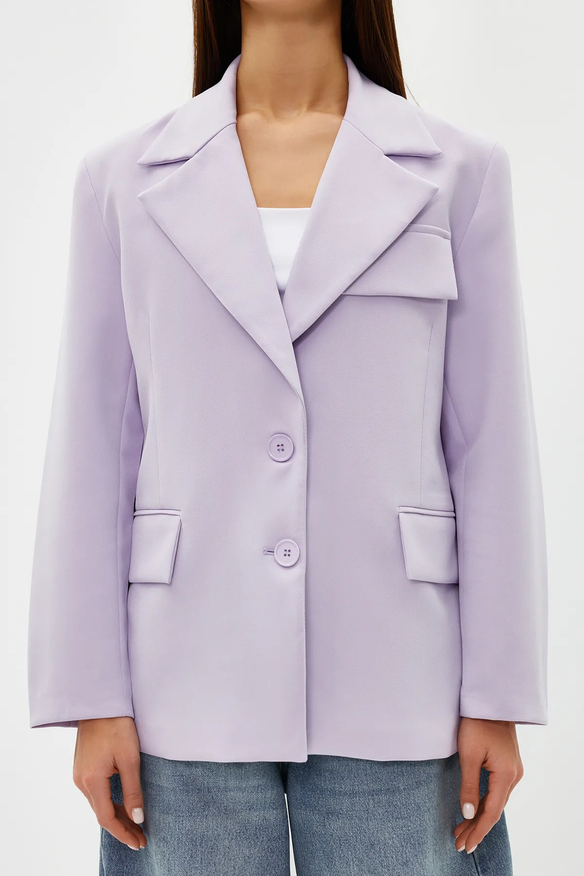 Trendyol Collection  Lilafarbener, übergroßer, gefütterter, gewebter Blazer TWOSS22CE0077
