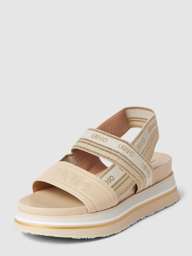 Sandalen mit Label-Details Modell 'FRIDA' in ecru