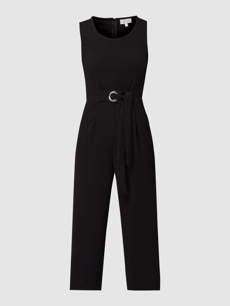 Jumpsuit mit feiner Struktur in schwarz