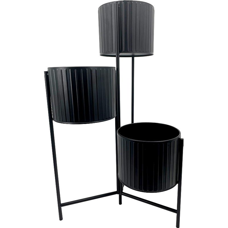 Home Pidestall 37x65 cm 3 potter metall sort
