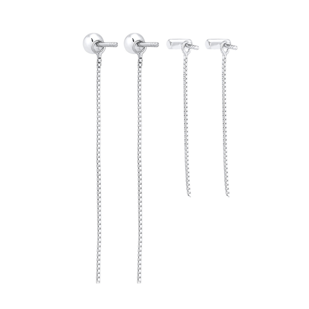 Elli Elli Boucles d'Oreilles Chaîne Trend Blogger Minimal Boucles d'Oreilles Femme - ( Boucles d'oreilles