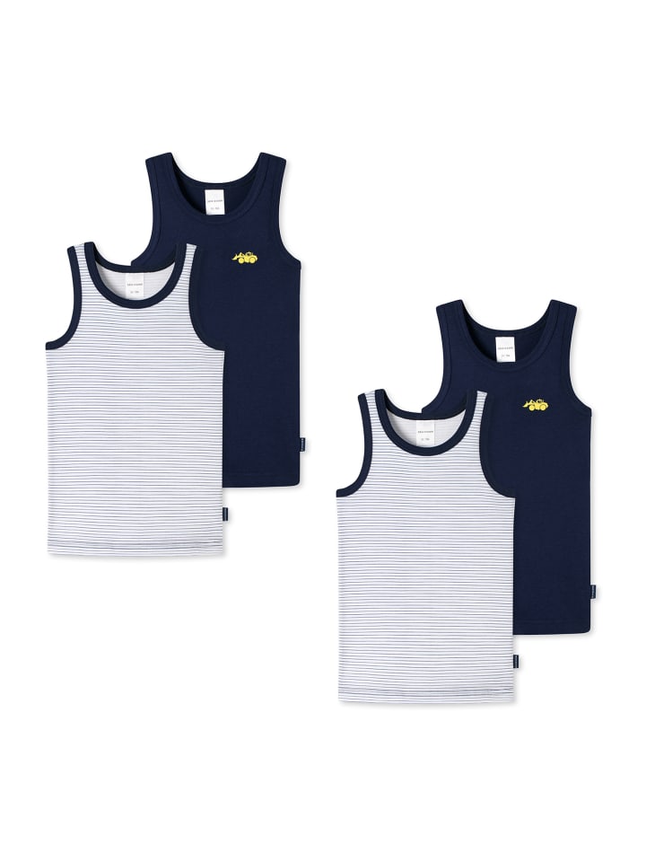 Schiesser Unterhemd Allday Basic in weiß/blau günstig kaufen