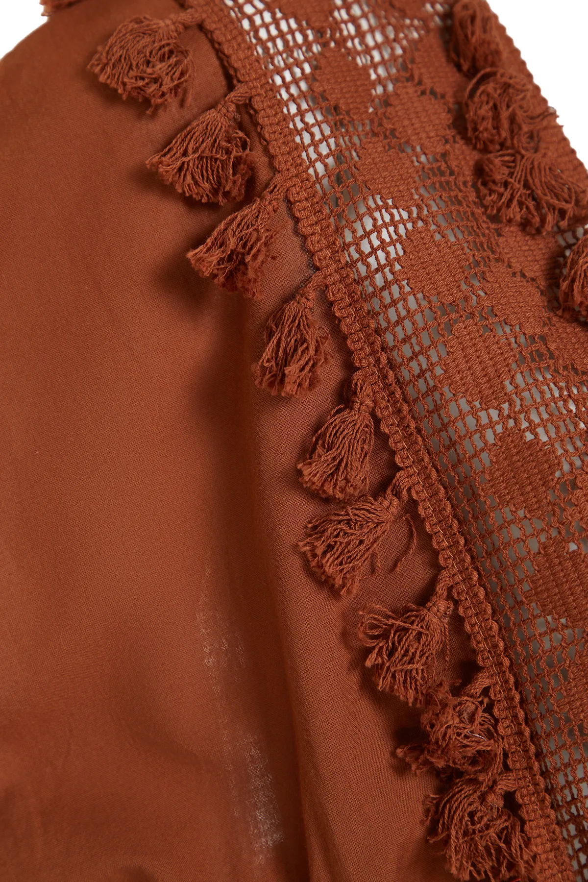 Trendyol Collection  Braunes Mini-Strandkleid aus 100 % Baumwolle mit gewebten Brode-Details TBESS21EL1248