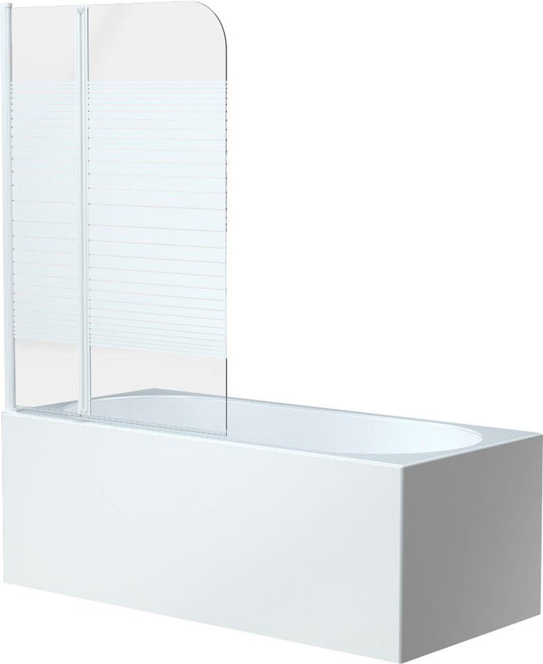 Marwell Badewannenfaltwand White Stripes, Einscheibensicherheitsglas, 2-teilig, BxH: 100x140 cm