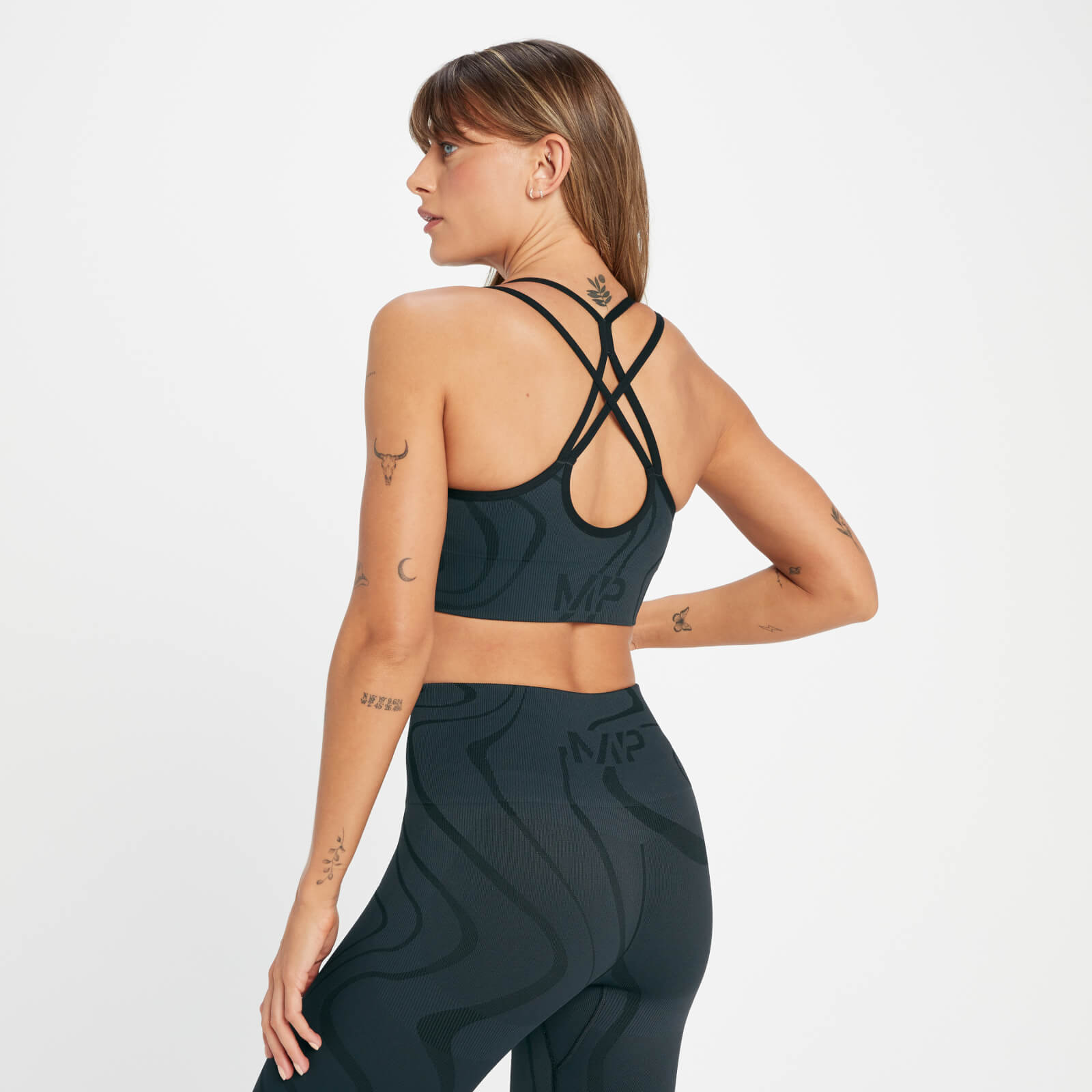Brassière de sport sans coutures MP Tempo Wave pour femmes – Noir