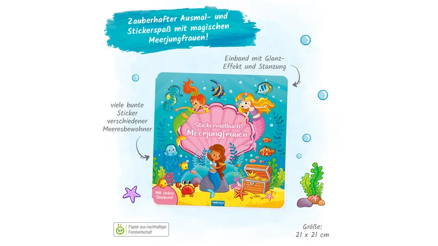 Trötsch Malbuch Stickermalbuch Meerjungfrauen